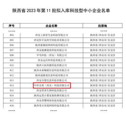 喜讯！中科光智（西安）科技有限公司入库科技型中小企业！(图2)